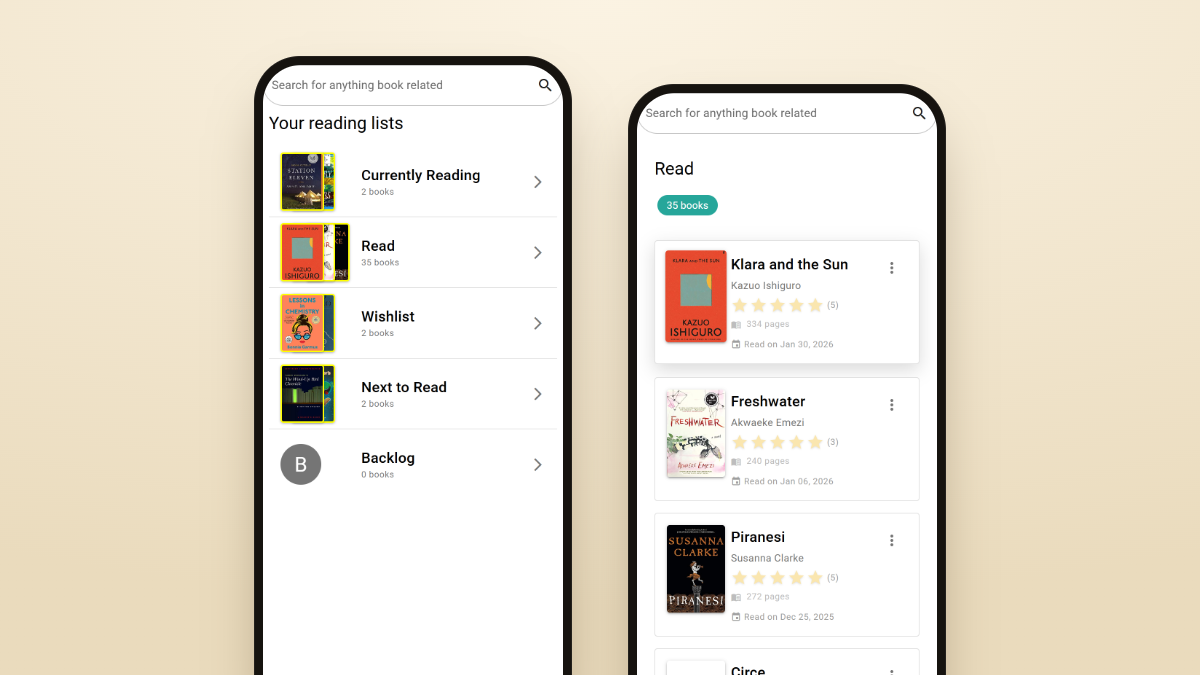 Reading lists in readme with imported books
